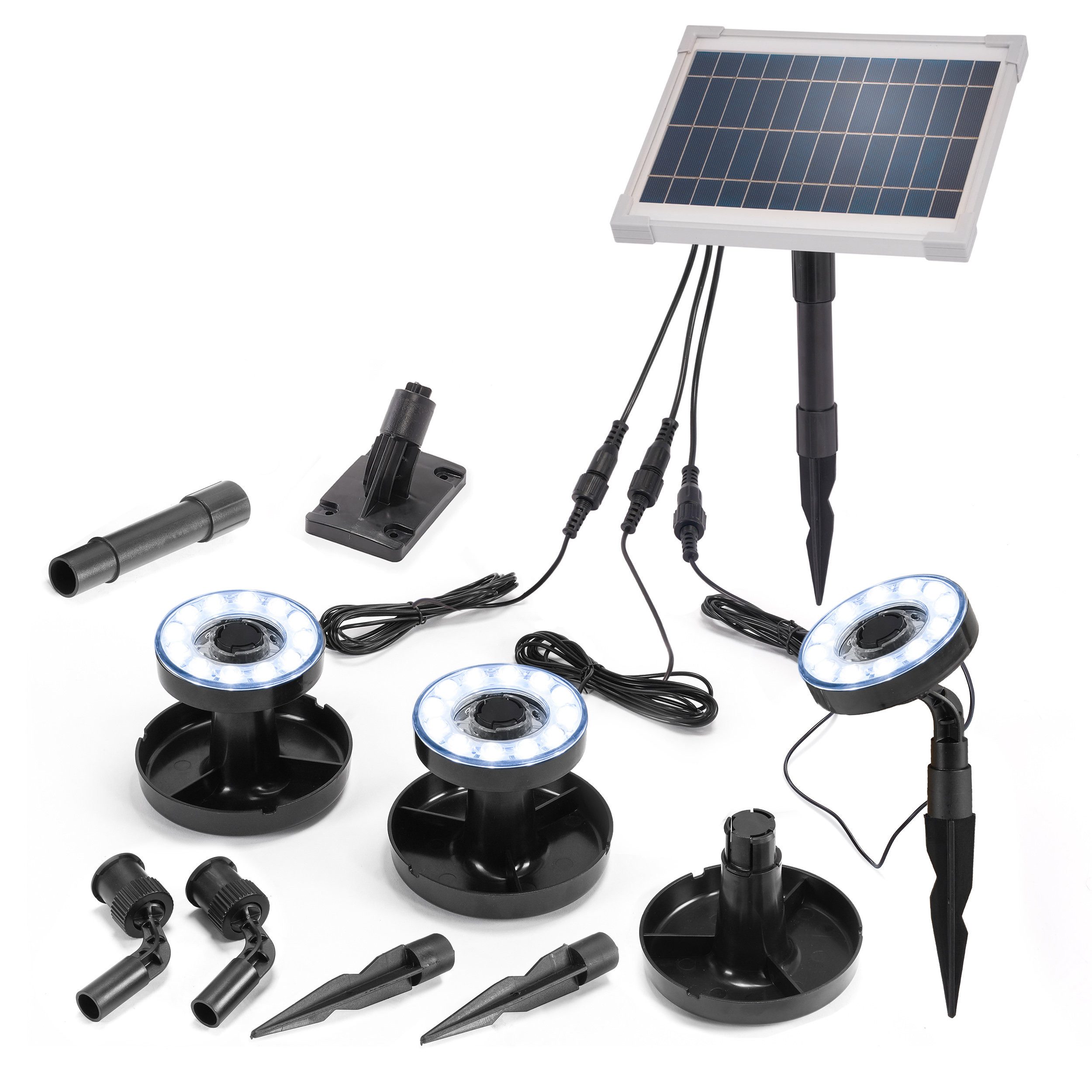 esotec LED Teichleuchte Solar Über- und Unterwasserstrahler, 3 Spots 6500K kaltweiß 101406, LED fest integriert