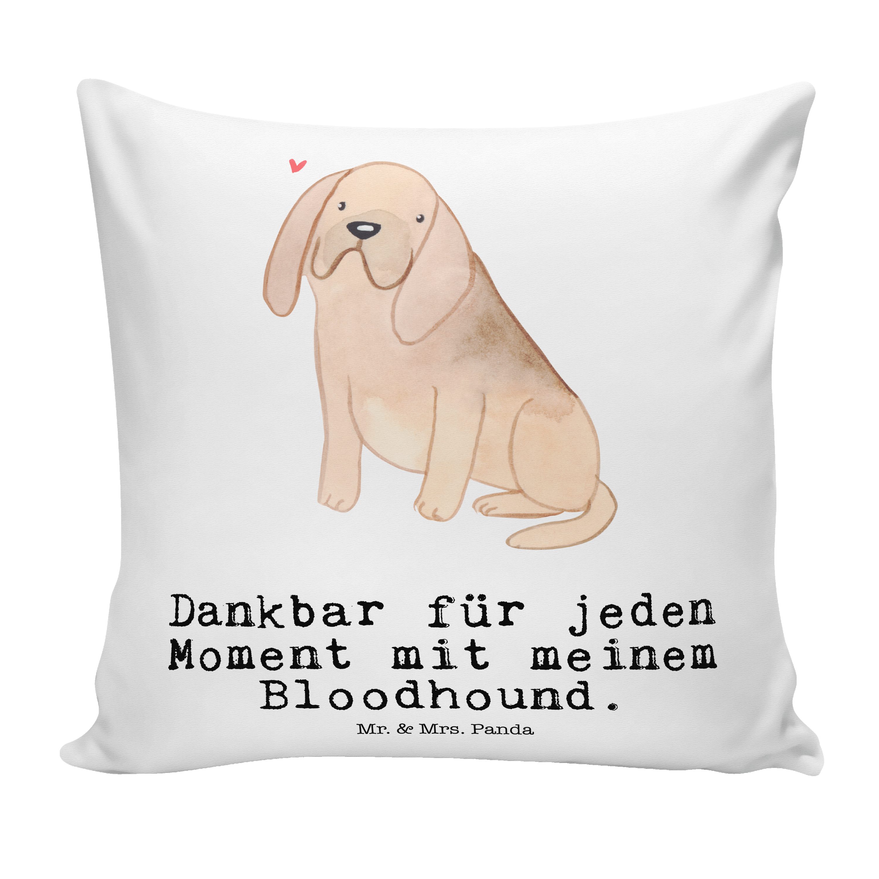 Mr. & Mrs. Panda Dekokissen Bloodhound Moment - Weiß - Geschenk, St. Hubertushund, Motivkissen, H
