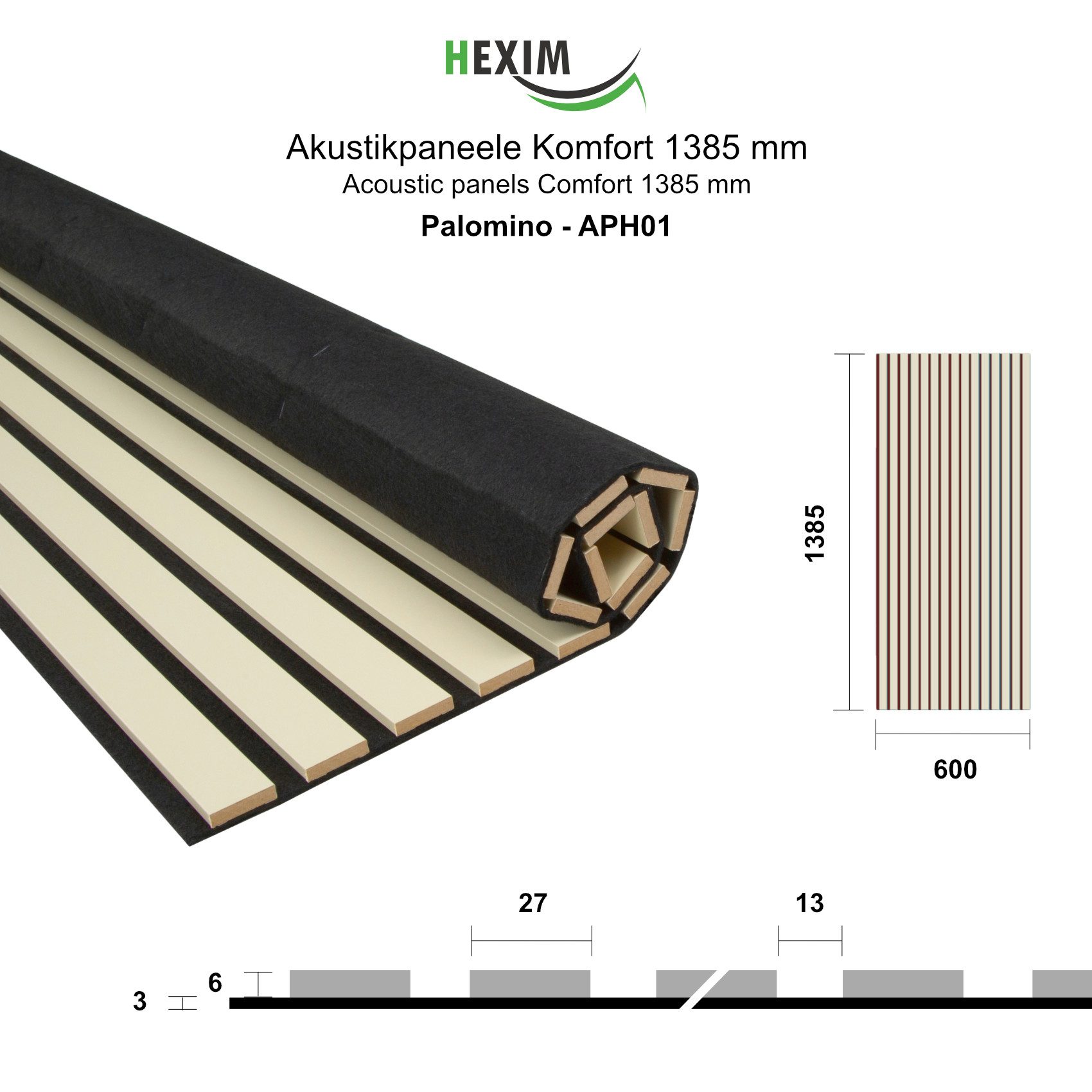 Hexim Wanddekoobjekt APH01 (Akustikpaneele 138,5x60cm Holz Comfort - flexib günstig online kaufen