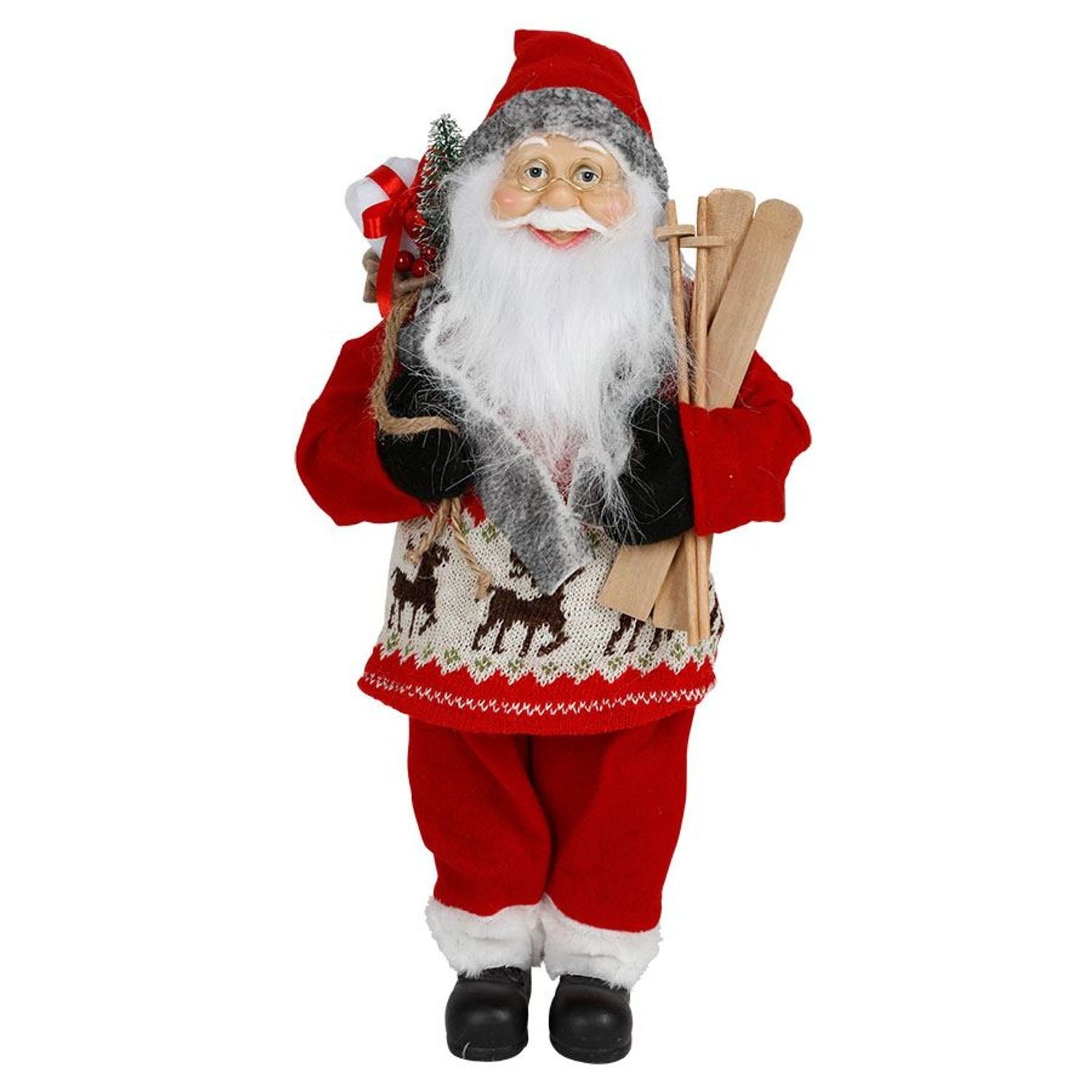 Weihnachtsmann-Figur Alvar – 60 Cm Hoch, Mit Geschenkesack, Laterne & Skiern
