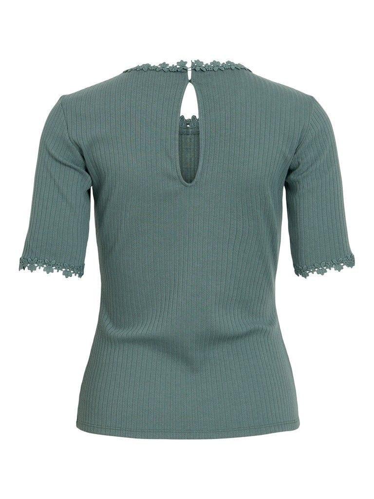 Vila T-Shirt VIBABIA FLOWER O-NECK 2/4 TOP/LC/1