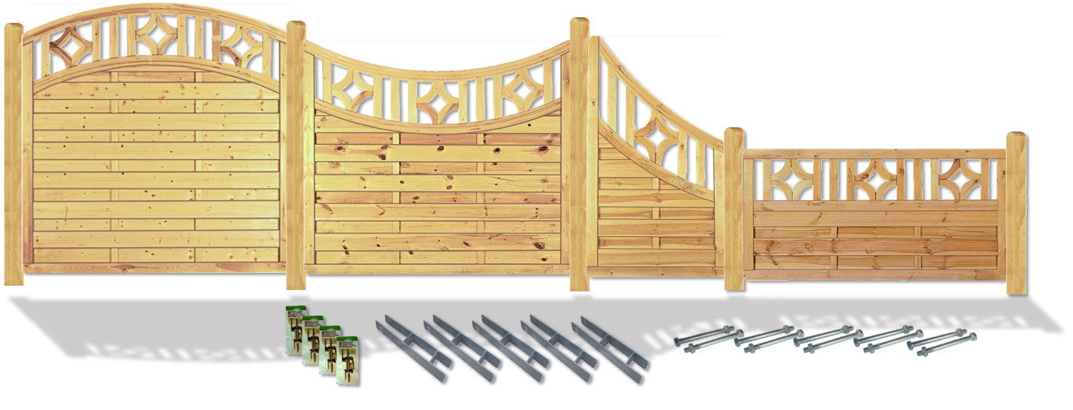 KONIFERA Sichtschutzelement ABILENE, (Komplettset inkl. Zubehör), aufgelockerte Optik in starkem Rahmen, verschiedene Längen