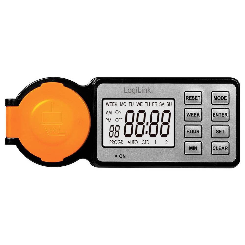 LogiLink Zeitschaltuhr Zeitschaltuhr digital IP44 Countdown-Funktion, EIN/AUS-Programm, Countdown-Funktion, EIN/AUS-Programm, Timer-Funktion