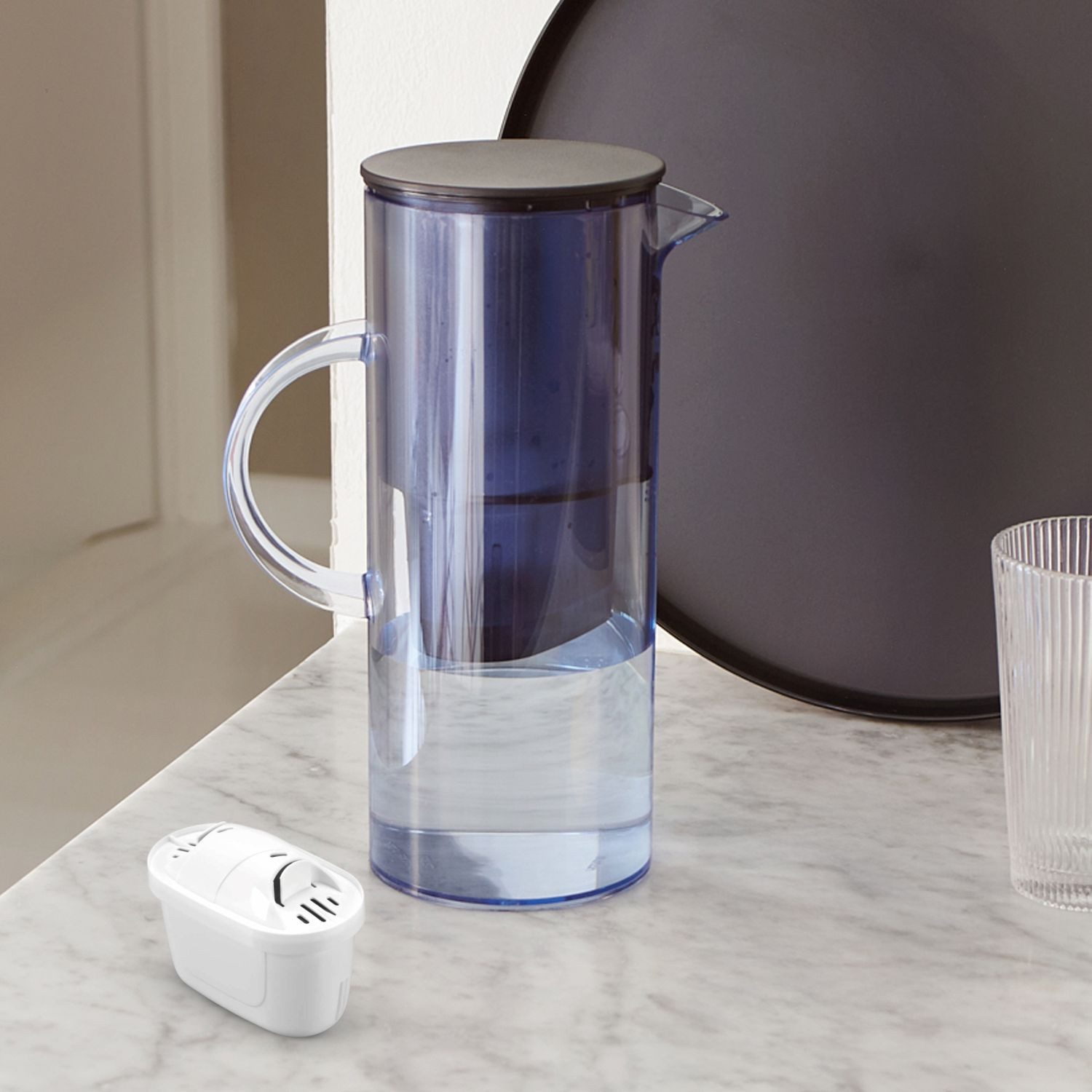 Stelton Karaffe EM77 Wasserfilterkanne Blau