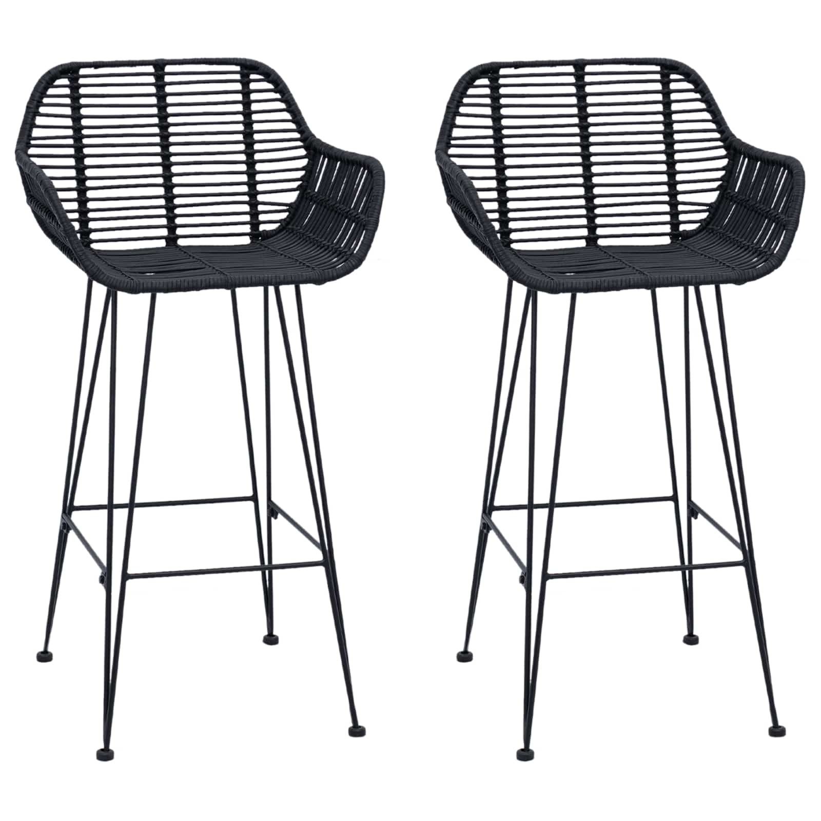 vidaXL Barhocker Barstuhl 2 stk. Schwarz 55 x 52 x 92 cm Rattan und Eisen (2 St)