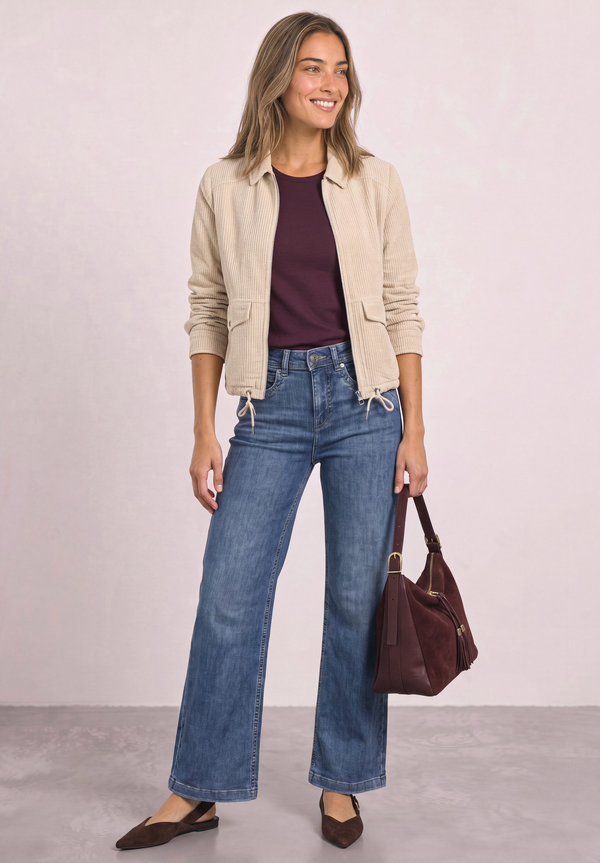 STREET ONE Cordjacke mit Tunnelzugsaum