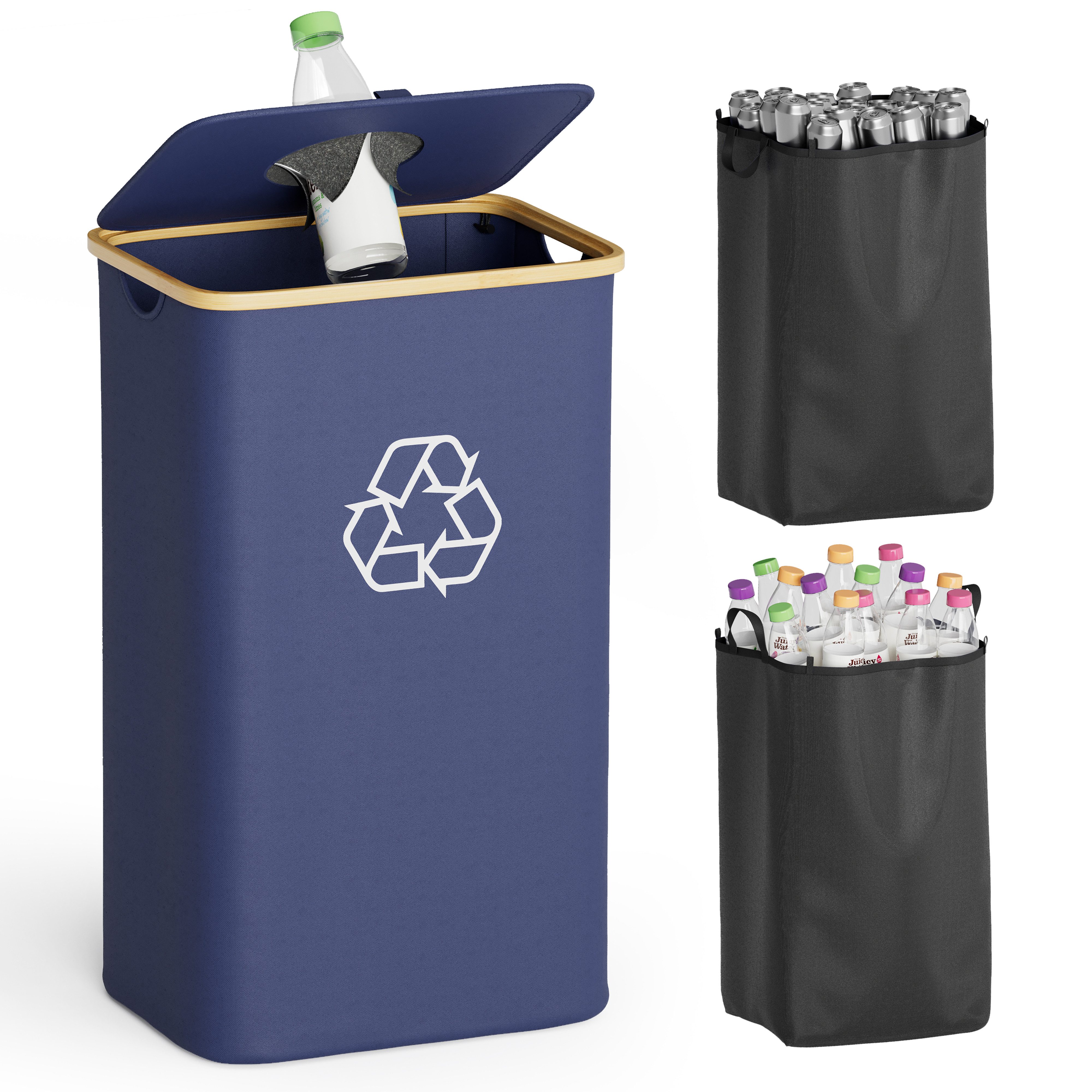 SpaceAid Flaschensammler Flaschenkorb (100L Pfandflaschen Sammelbehälter), mit Deckel und 2 wiederverwendbaren Innensäcken