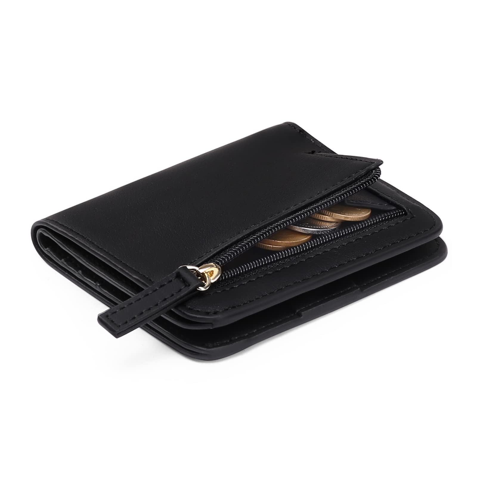 FOUORTUNATE-BEE Mini Geldbörse Damen Geldbörse RFID Mini Portemonnaie Klein Reißverschluss Wallet, Kompaktes Kartenetui für Reisen Alltag Geschenk Damen Geldbörse