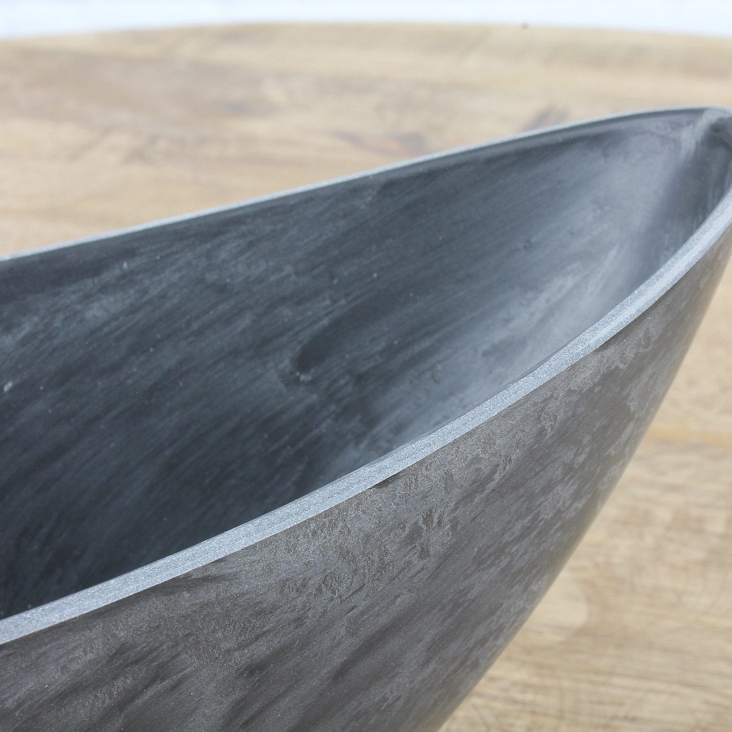 Macosa Home Pflanzschale Pflanzschale Schiff schwarz mamoriert Oval 39 cm Kunststoff (Übertopf Blumentopf, 1 St., Pflanzen-Topf Deko-Schale), Blumenschale Pflanzgefäß Blumentopf Jardniere