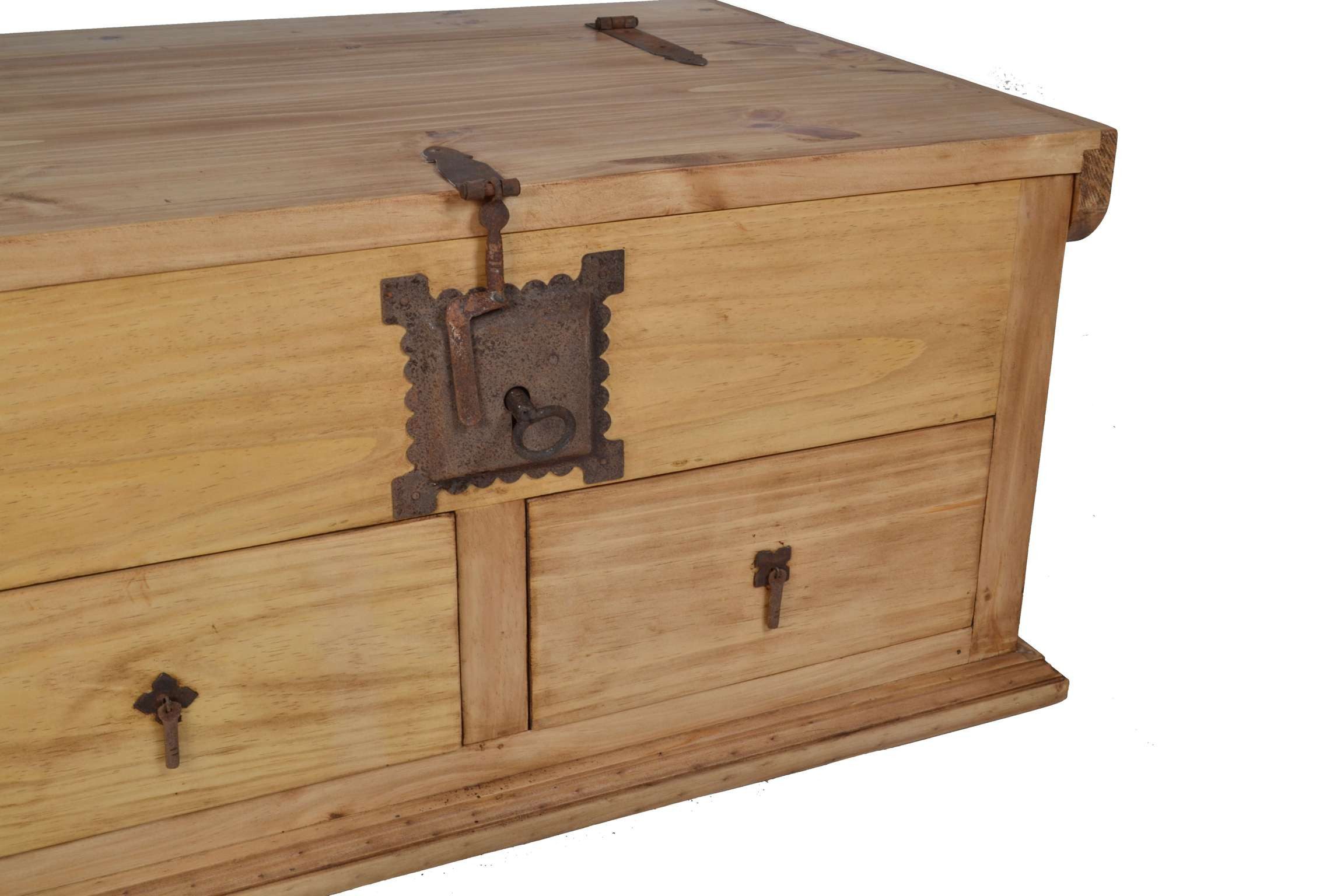 MiaMöbel Truhentisch Mexico, aus massivem Pinienholz Honig