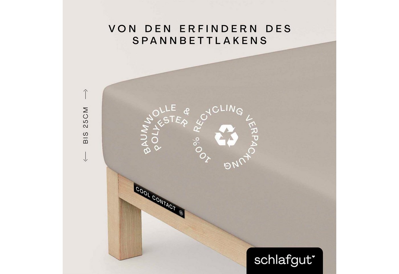 Schlafgut Spannbettlaken Cool Contact, Microfaser, Gummizug: rundum, (1 Stück), 100% gekämmte Mikrofaser