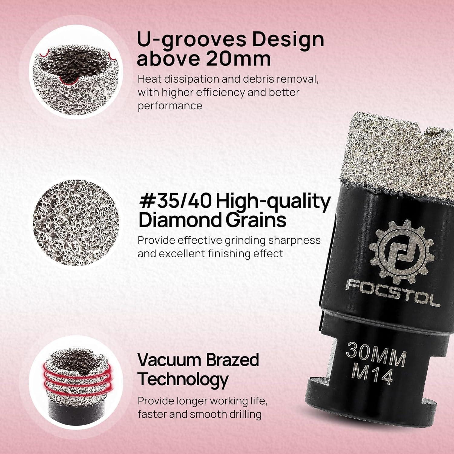 LuxusKollektion Fliesenbohrer Fliesenbohrer Diamant Lochsäge M14 Keramik Marmor Granit 30mm