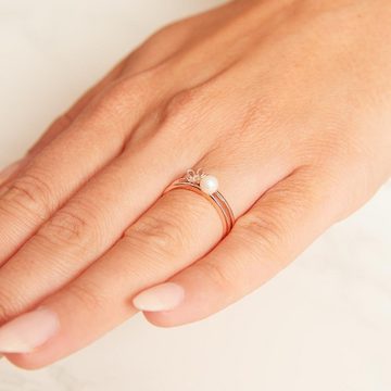 JEWLIX Silberring Ring für Damen von JEWLIX 925er Silber mit Perle, IP Rosé, Größe: 52mm