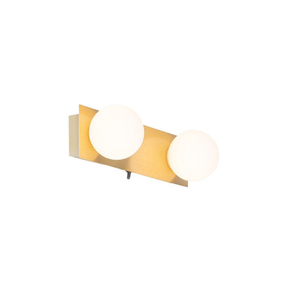 Qazqa Wandleuchte Cederic, ohne Leuchtmittel, G9, Gold/Messing, Modern, Glas, 2-flammig