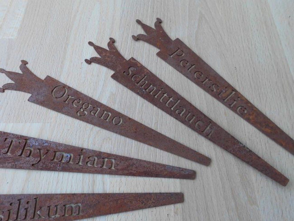 Thumbnail - Deko-Impression Kräuterbeet Kräuterstecker Topfstecker Beetstecker Gewürzstecker 9 Stück Eisen (9 St)