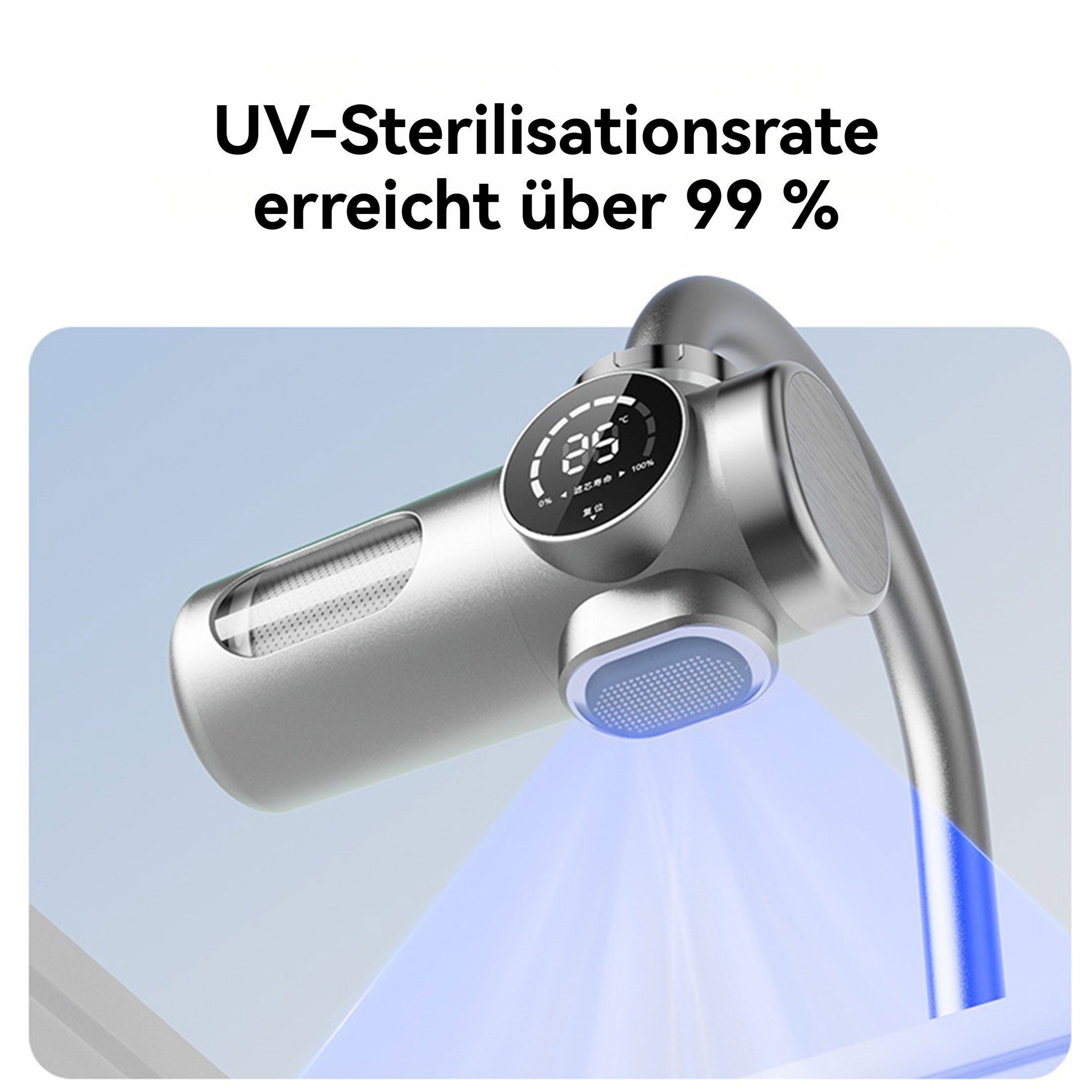 LIANNA Wasserhahn-Wasserfilter Wasserhahnfilter 12-lagig mit UV & Anzeige, Trinkwasserfilter Küche (Set, 1 St., 12-lagiger Filter, UV-Licht, Digitalanzeige, chlorreduziert), 12-lagiger Filter, UV-Licht, Digitalanzeige, reduziert Chlor im Wasser