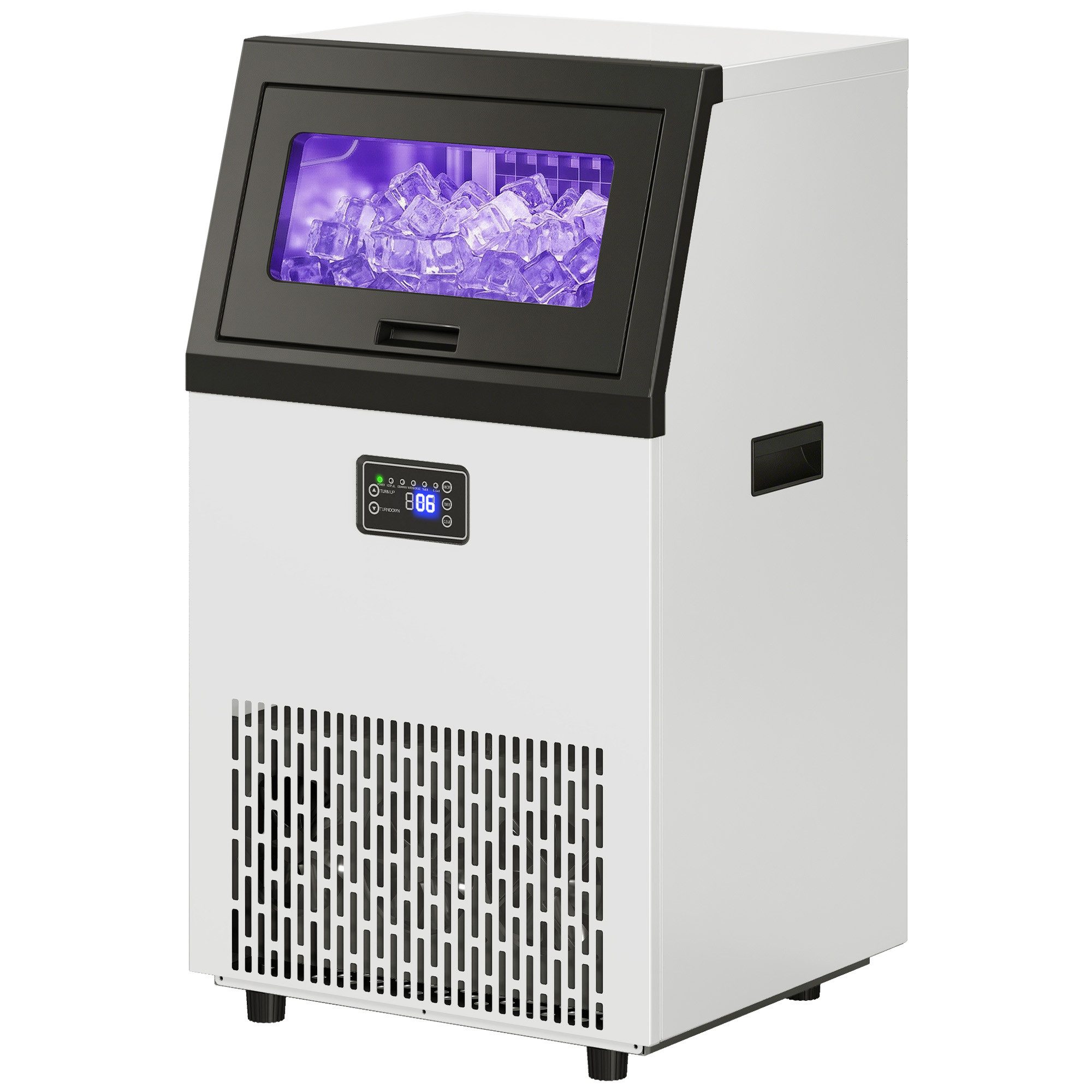 ibettertec Eiswürfelmaschine Gewerbliche Eiswürfelmaschine 55kg/24h Edelstahl Unterbaufähig, 13kg Speicher – R290, 78 Würfel in 11-20 Min, 55 dB