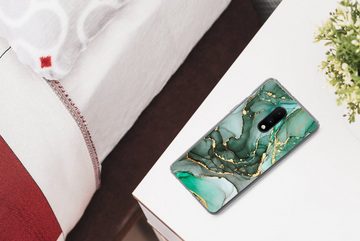 MuchoWow Handyhülle Gold - Marmor - Grün - Luxus - Marmoroptik - Grau, Phone Case, Handyhülle OnePlus 7, Silikon, Schutzhülle