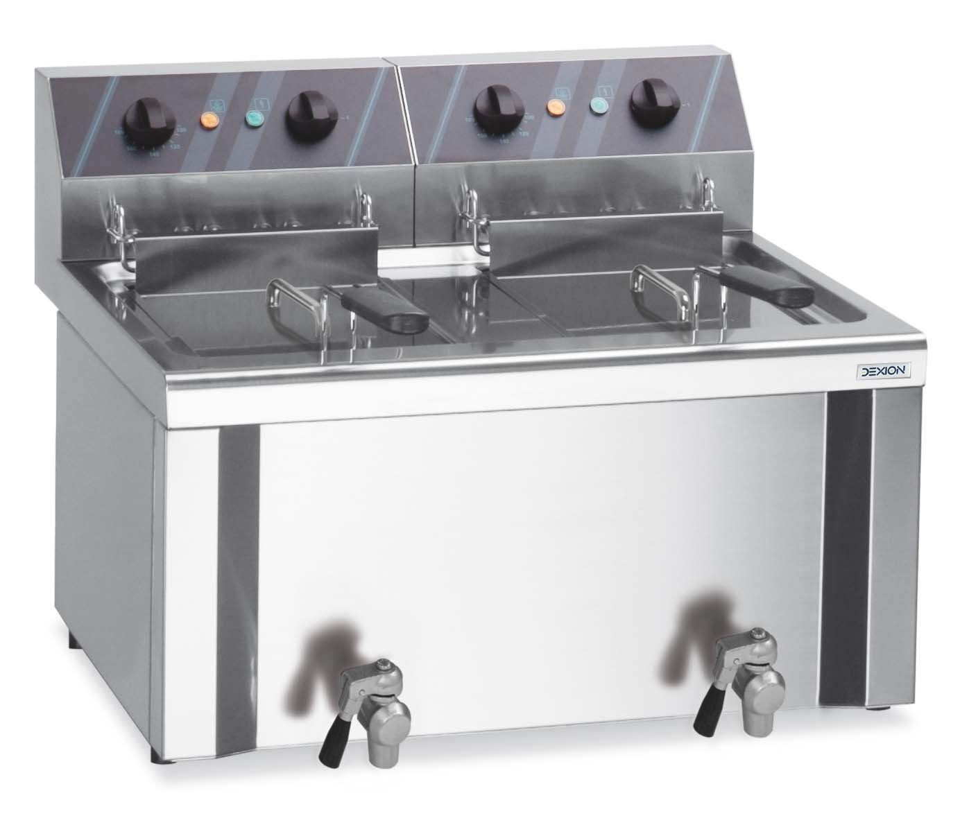 GastroHero Fritteuse Doppel-Fritteuse 8+8 L Edelstahl Ablasshahn 400V, 12000 W, 5 Temperaturstufen, abnehmbares Heizelement