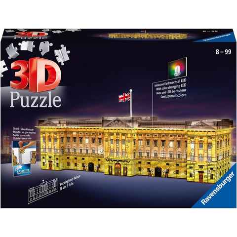 Ravensburger 3D-Puzzle Buckingham Palace bei Nacht, 216 Puzzleteile, mit Farbwechsel LEDs; Made in Europe, FSC® - schützt Wald - weltweit