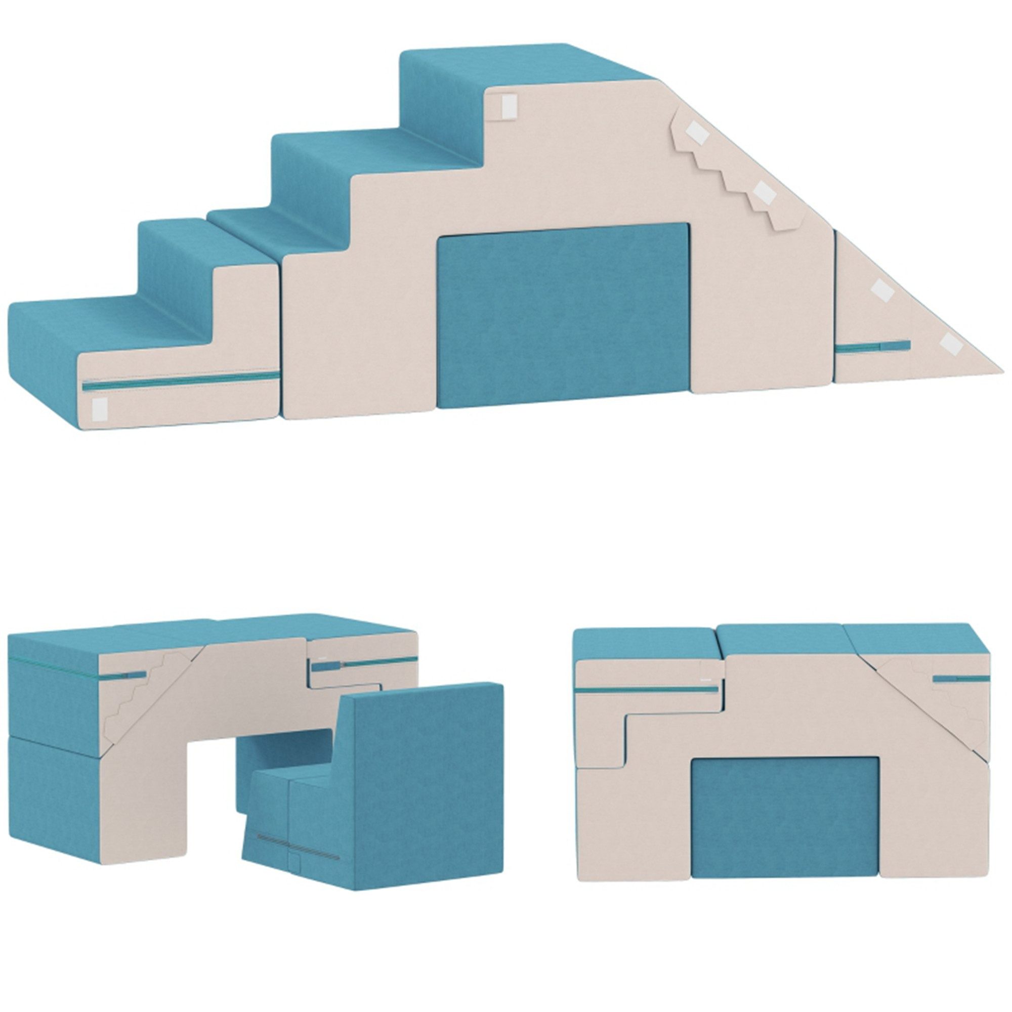 MC Star 2-teiliges weiches Spielblöcke-Set für Kleinkinder, Kunstleder Spielbausteine, (Schaumstoff, zum Klettern, Bauen, Spielen, Bunt)