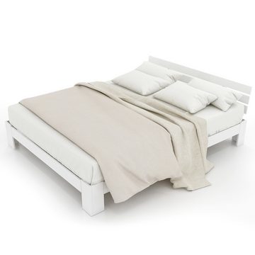 XDeer Holzbett Doppelbett mit Kopfteil aus Bettgestell Lattenrost-200 x 140 cm, Massivholz FSC Massiv Doppelbett als Kieferbett verwendbar