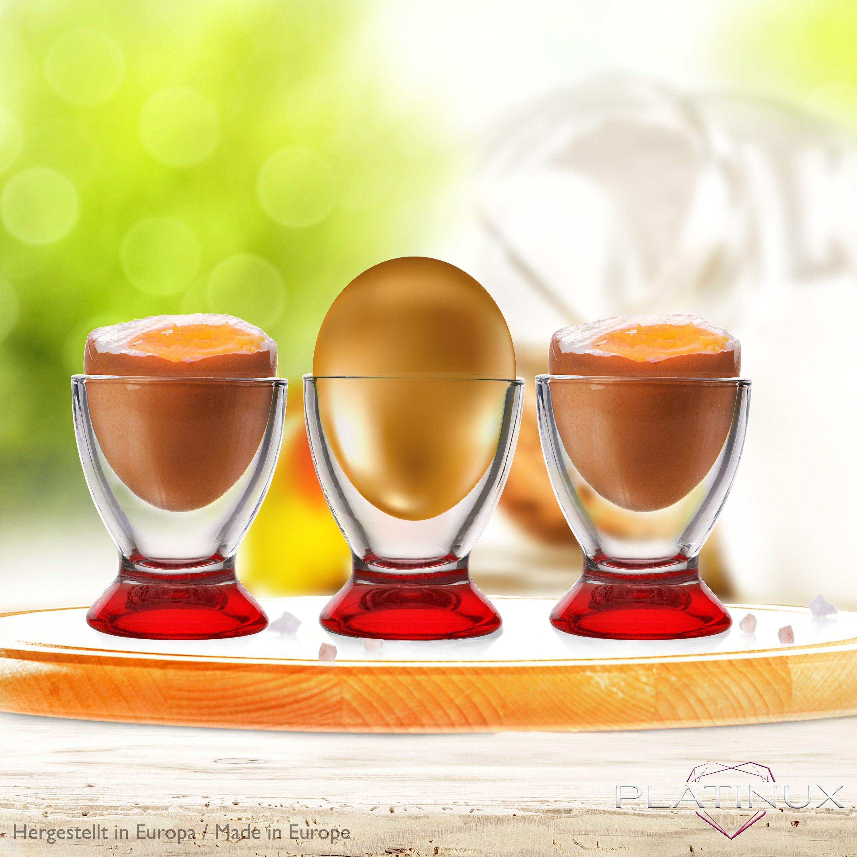 (6 Eierbecher Frühstück Rote Eierbecher, Stück), PLATINUX Geschirrset Egg-Cup Brunch Eierhalter Eierständer