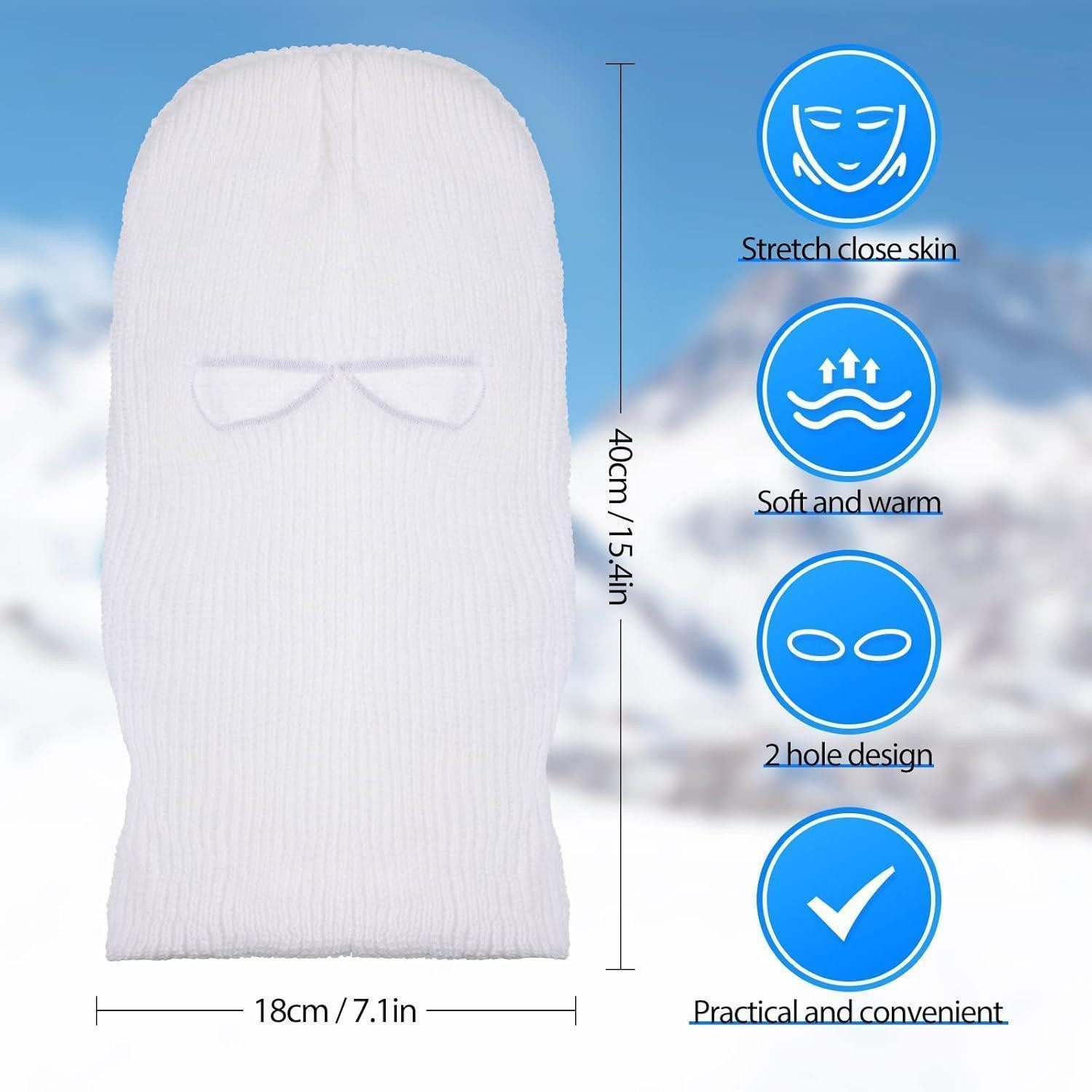 LuxusKollektion Sturmhaube Skimaske gestrickt Sturmhaube Ski 2 Löcher Weiß Klassischer Stil
