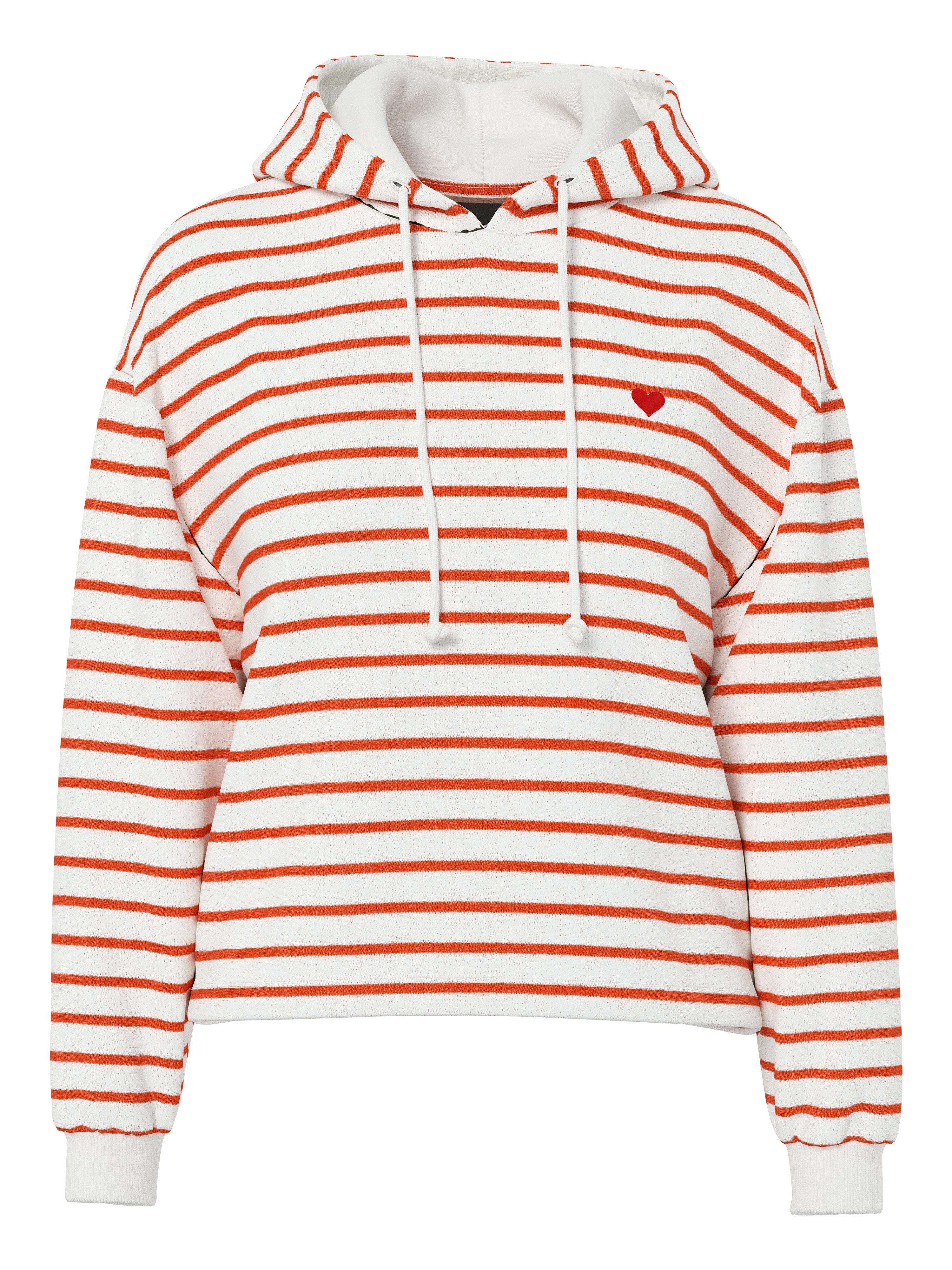 Cloud Dancer Stripes:TANGERINE TANGO + HEART EMB