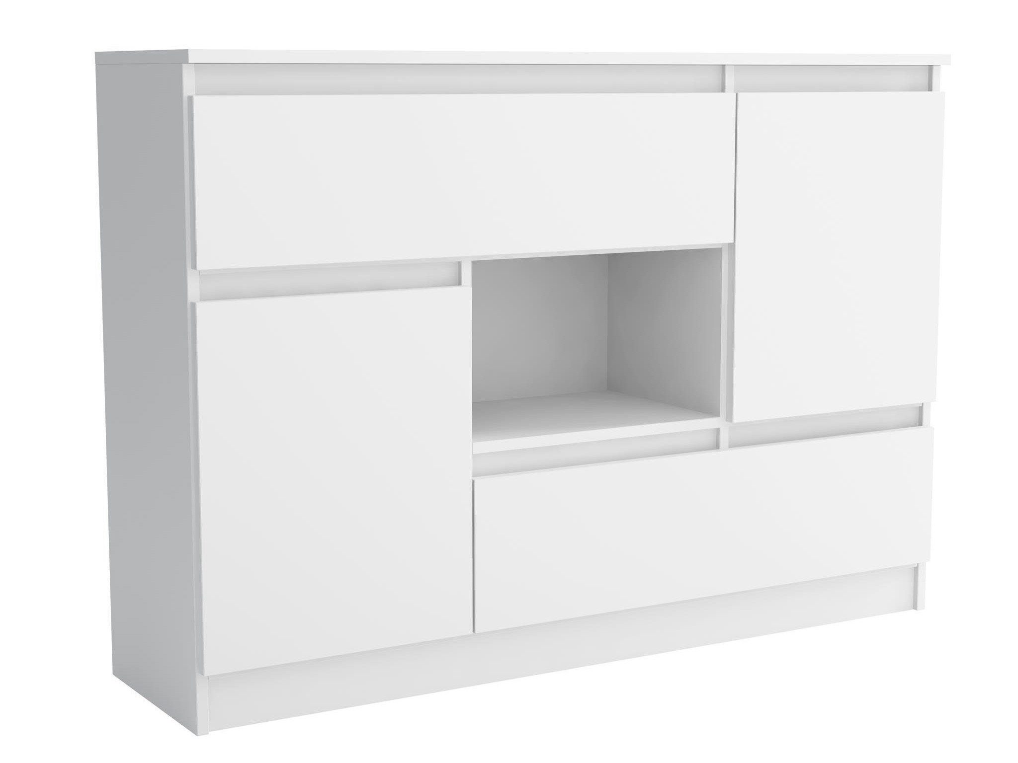 Beautysofa Kommode Melinda (inkl. offenes Regal, Weiß Holzkommode für Wohnzimmer, 120 cm breite Mehrzweckschrank), stilvoll Kombikommode mit offenes Regal