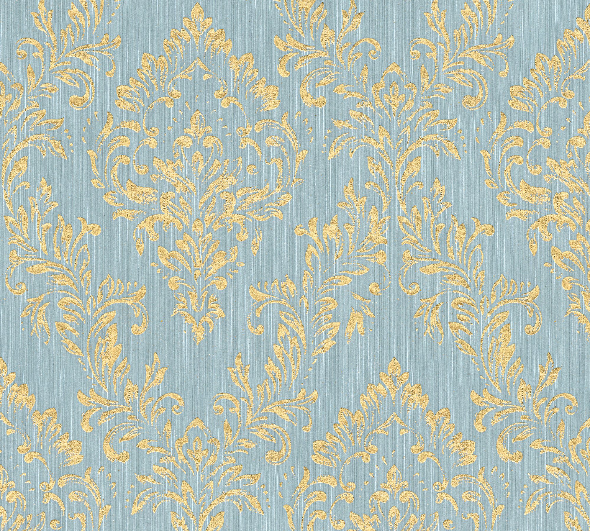 Silk, Barock Barock, Paper glänzend, Metallic matt, Création gold/blau/grün Architects Textiltapete samtig, Ornament A.S. Tapete