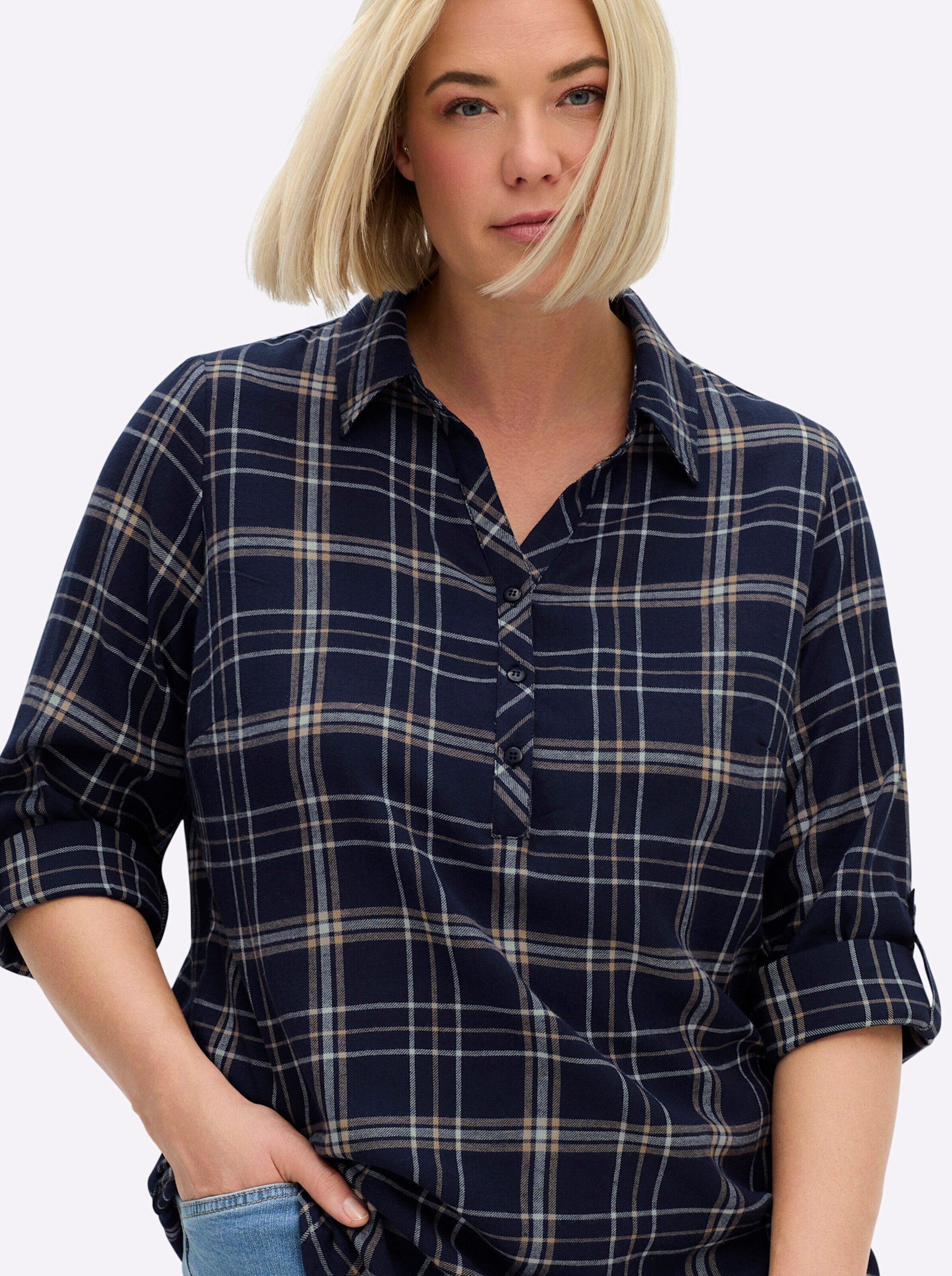 Witt Klassische Bluse Flanell-Bluse Langarm