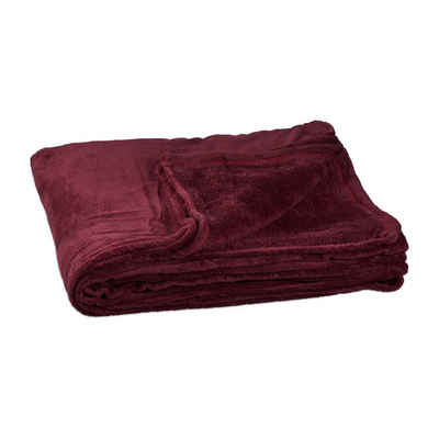 Wohndecke Kuscheldecke Fleece extragroß, relaxdays, Bordeaux