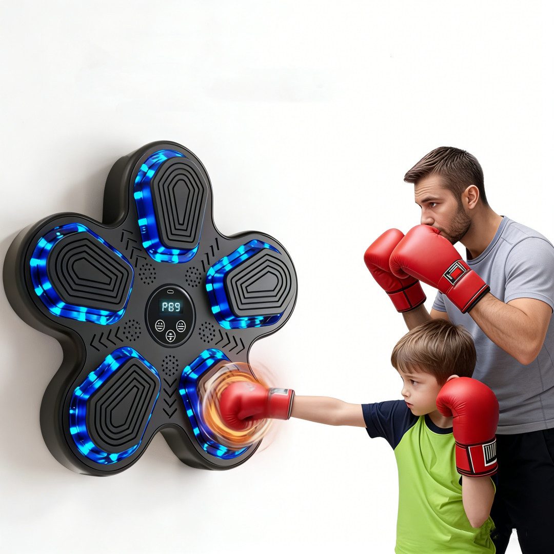 Kityhome Boxmaschine Musik Boxmaschine Boxing Machine LED Bluetooth Boxgerät & Handschuhen, Boxtraining mit Beat, Licht & Power