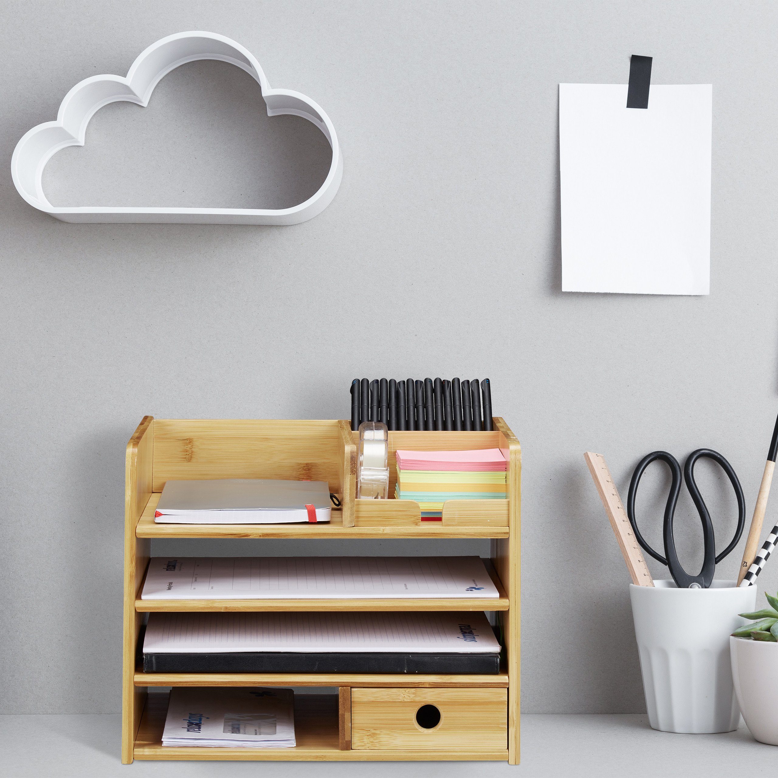 relaxdays Organizer Schreibtisch Organizer Bambus (1 St) – Bild 5 von 5
