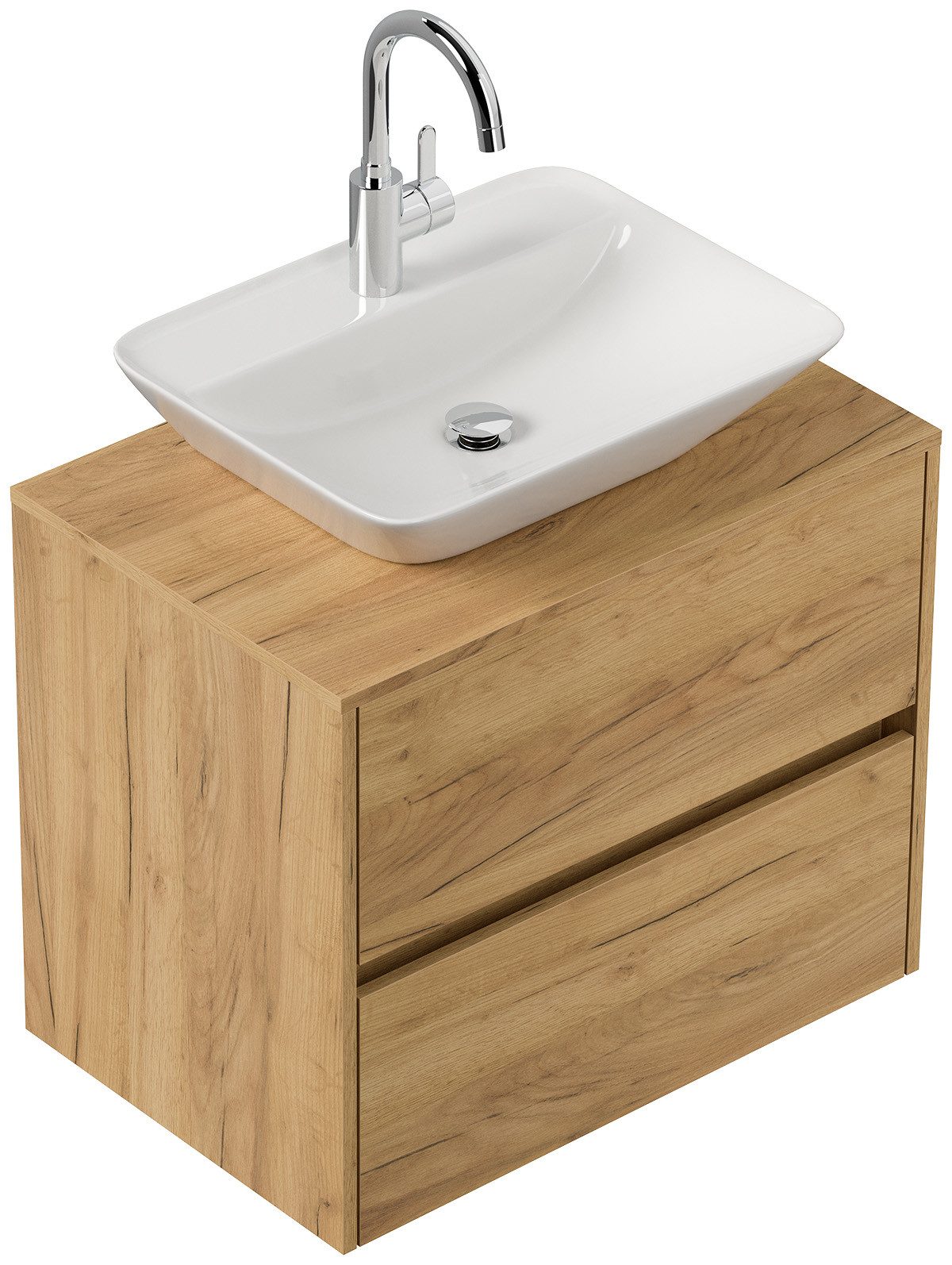 Magnolia Home Aufsatzwaschbecken Badmöbel Taifun 70cm mit modernem Aufsatzwaschbecken eiche gold