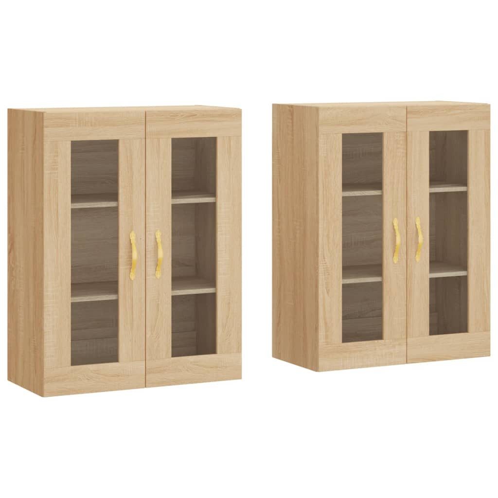 vidaXL Vitrine NA Wandschränke 2 Stk Sonoma Eiche Spanplatte Glas Vitrine Hängeschran