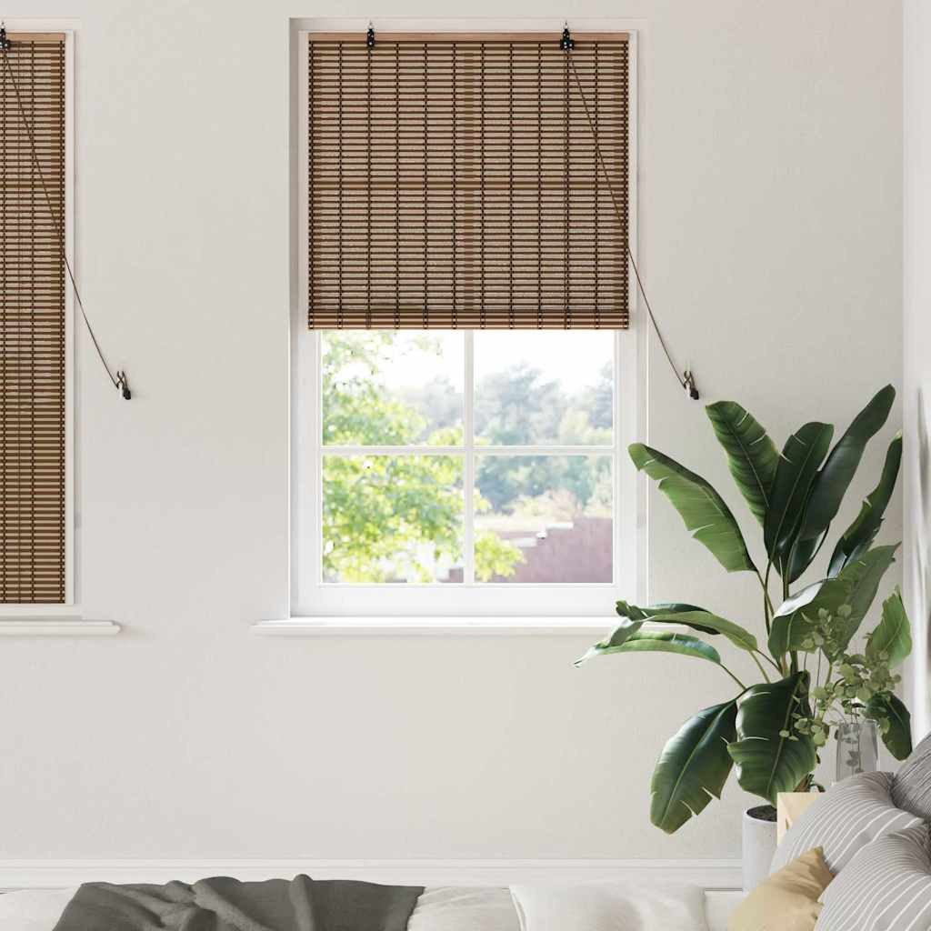 vidaXL Jalousie Fensterjalousie mit Vorhängen Braun 100 x 160 cm Bambus günstig online kaufen