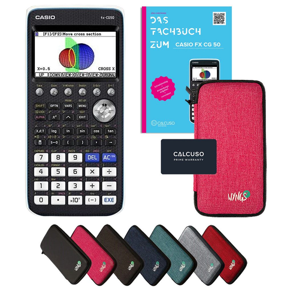 CASIO Taschenrechner fx-CG50 Grafikrechner inkl. Schutztasche Pink & Fachbuch (92S)