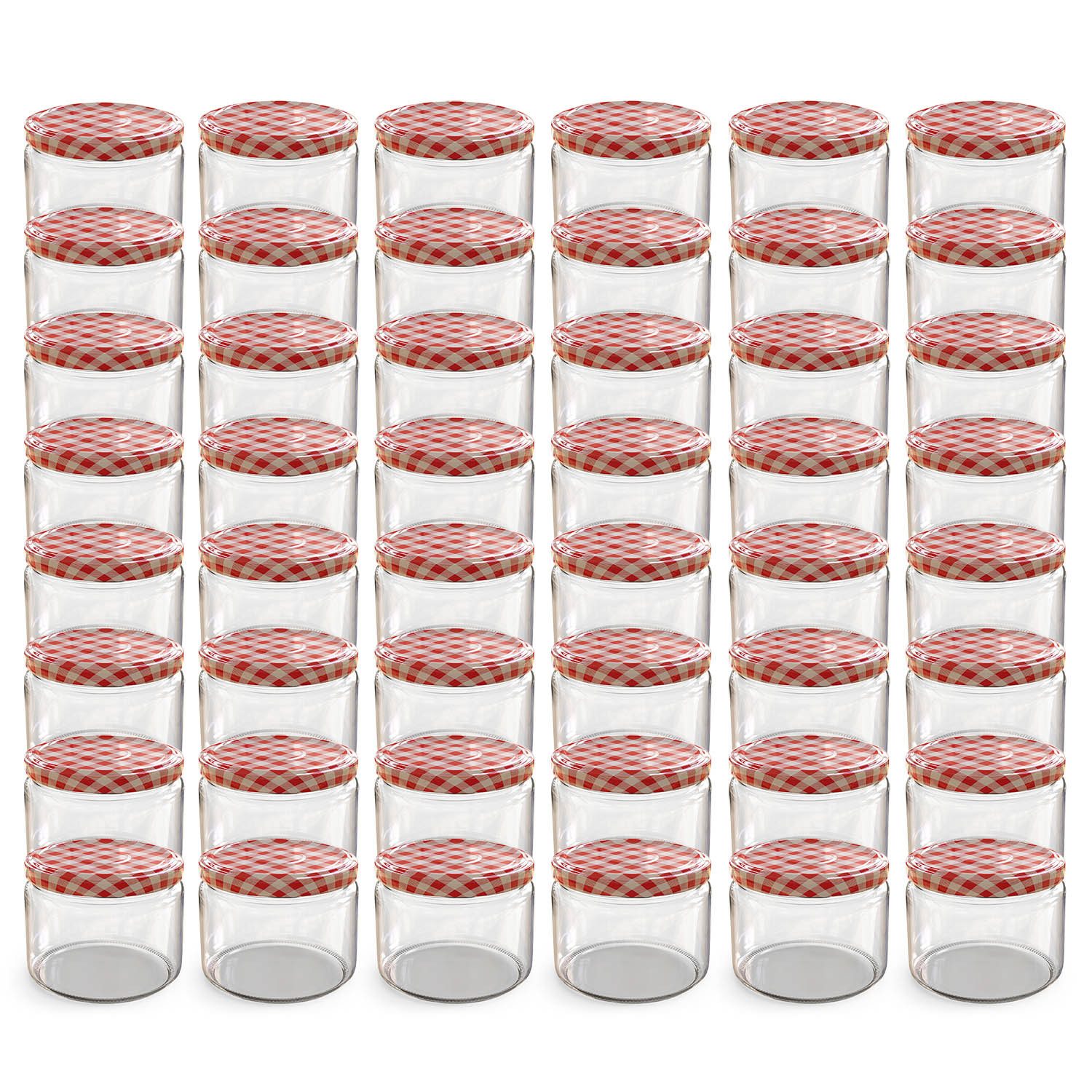 Oputec Einmachglas 48x 282 ml Einmachgläser mit Schraubdeckel TO 82 rot Marmeladengläser, Glas / Metall
