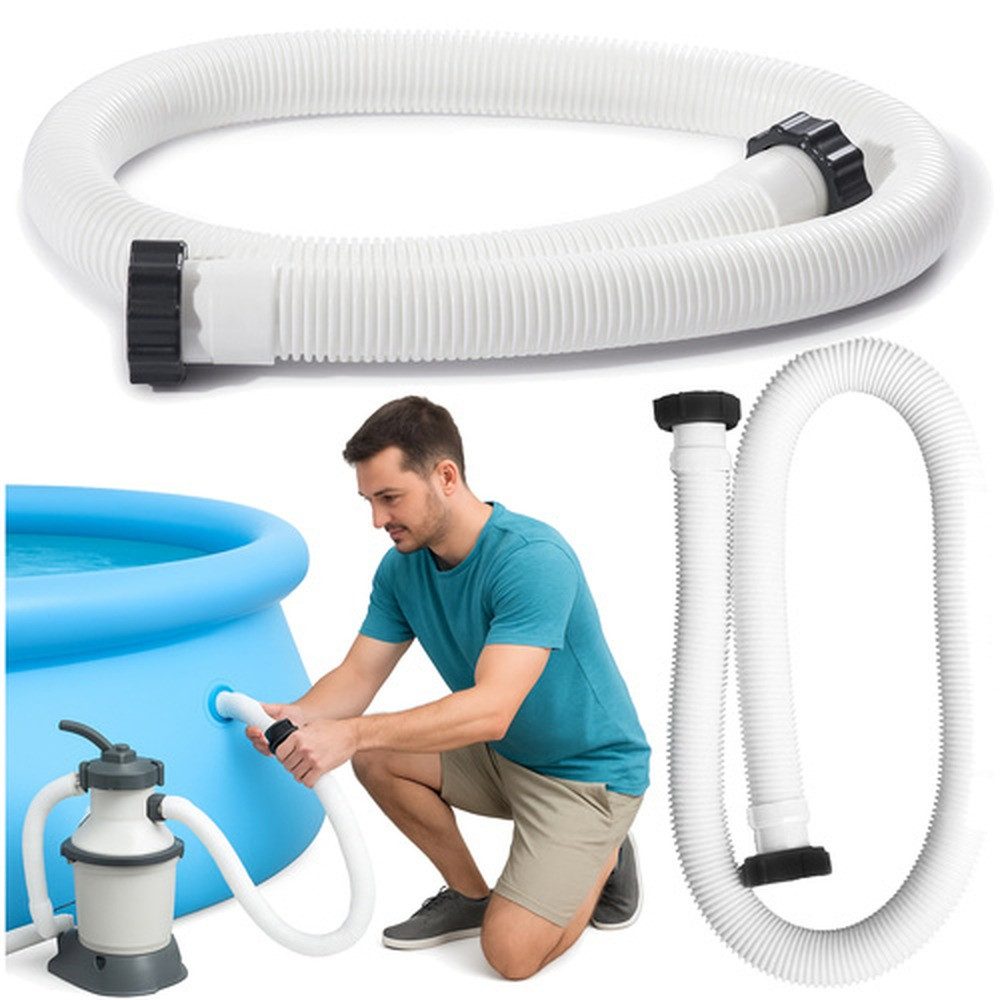 Intex Poolschlauch Poolpumpenschlauch 1,5m / 38mm, Abschluss mit 2 Gewindeanschlüssen, (Spar-Set, 1 St., Flexibilität), Der 1,5 Meter lange Schlauch ist ideal für Filterpumpen