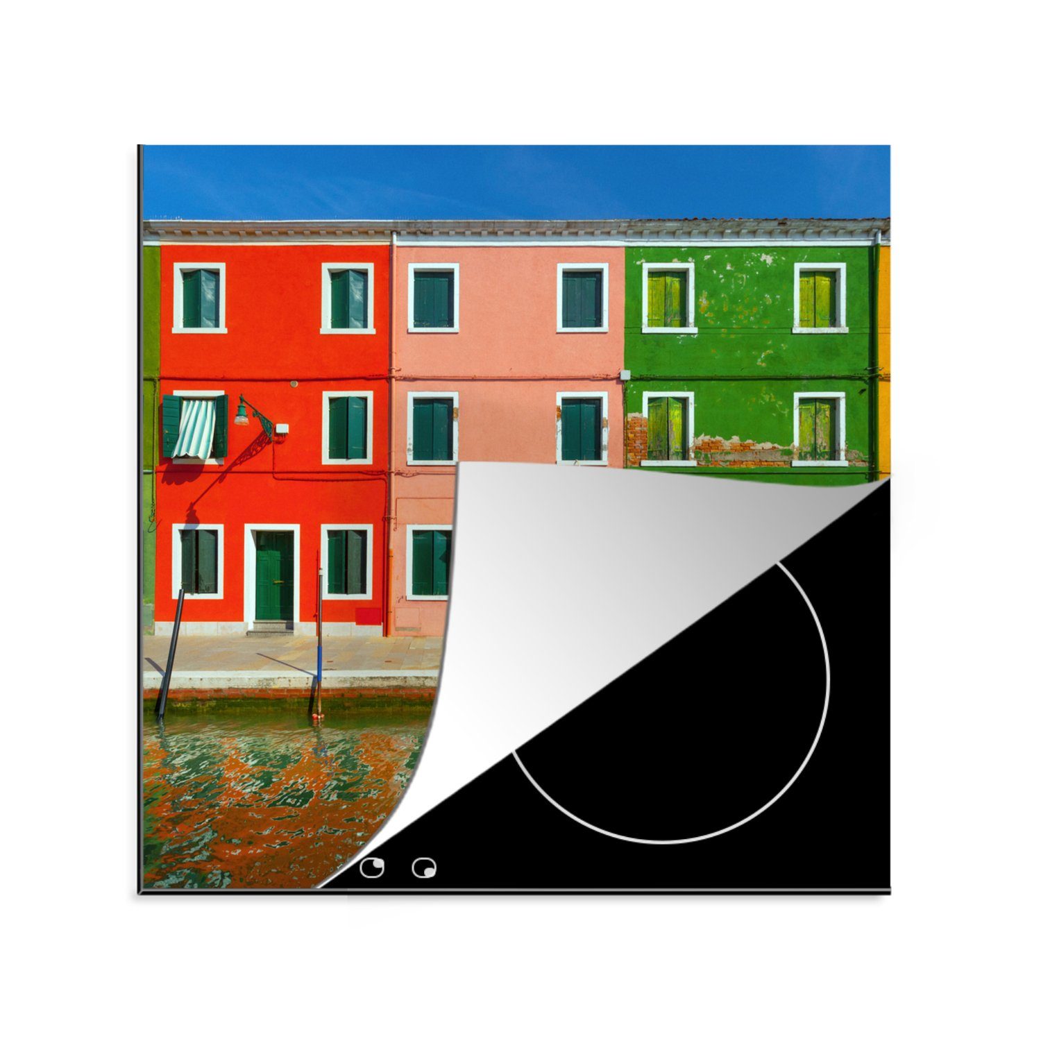 MuchoWow Herdblende-/Abdeckplatte Italien - Architektur - Wasser, Vinyl, (1 tlg), 78x78 cm, Ceranfeldabdeckung, Arbeitsplatte für küche