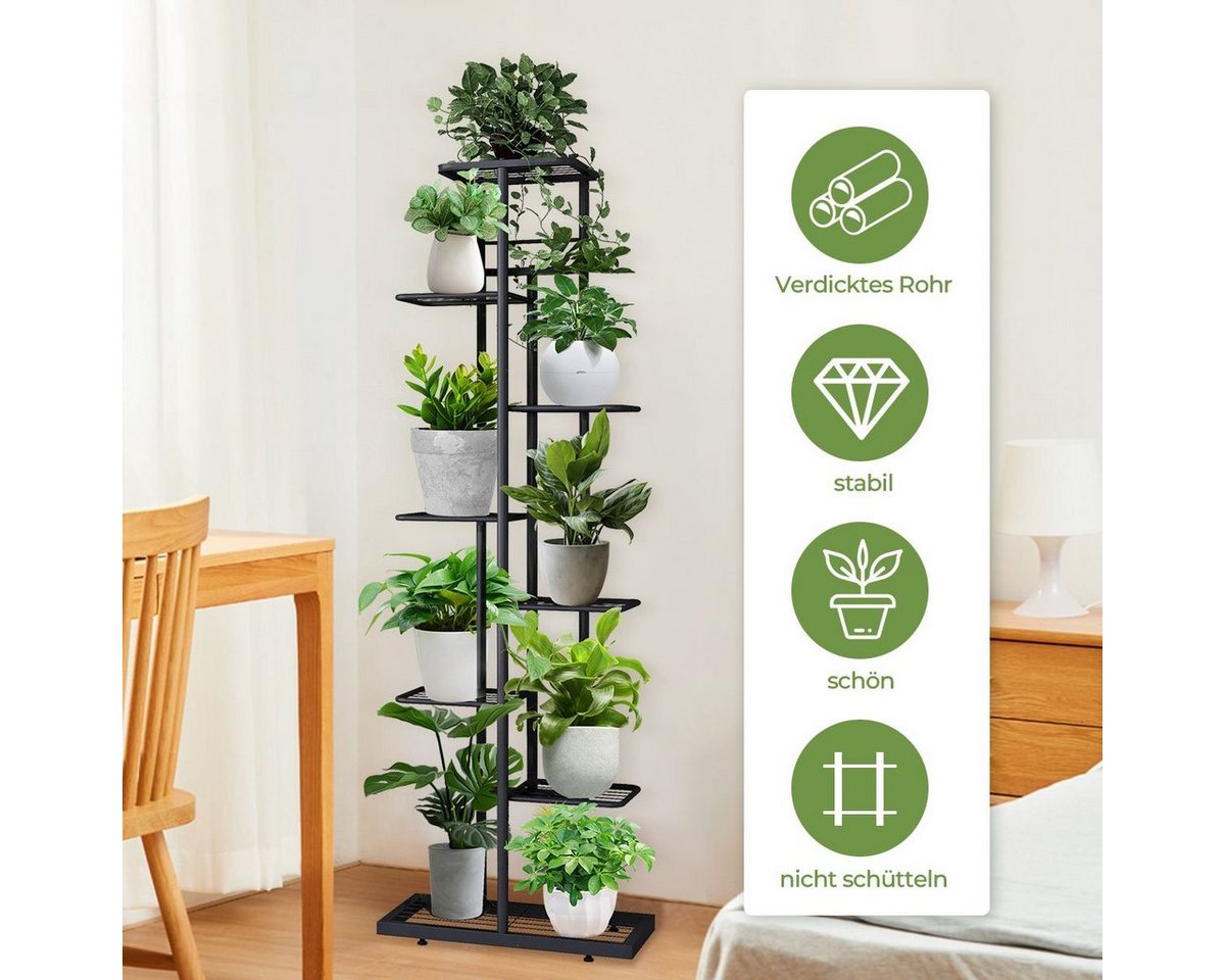 Thumbnail - Simloveve Pflanzentreppe 8 Schichten 9 Töpfe Schmiedeeisernes Blumenregal, Home Balkon Dekoration Indoor Outdoor Blumens...
