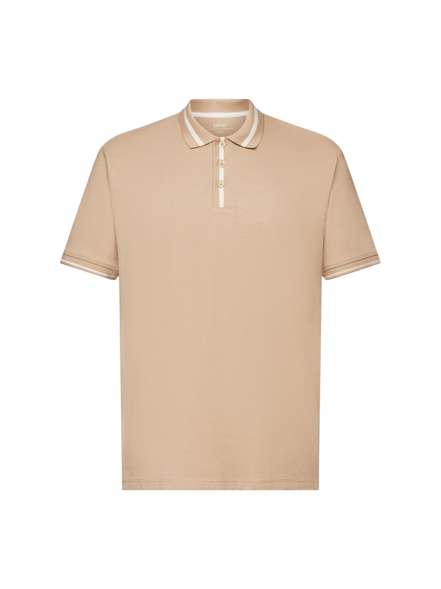 Baumwollmix Esprit Jersey, aus SAND Polo-Shirt Poloshirt