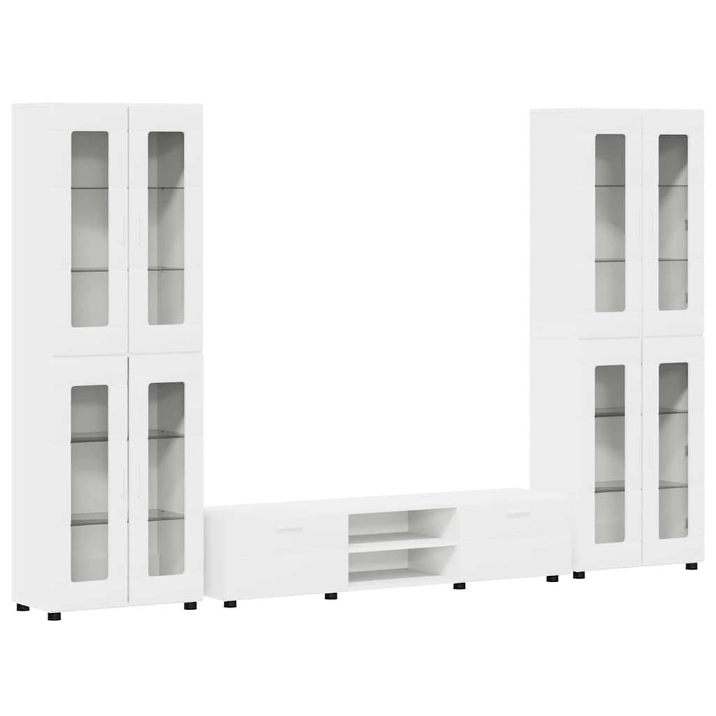 vidaXL Wohnzimmer-Set TV-Schrankset mit Schubladen FLORIN 3 pcs Weiß Holzwerkstoff, (3-St)