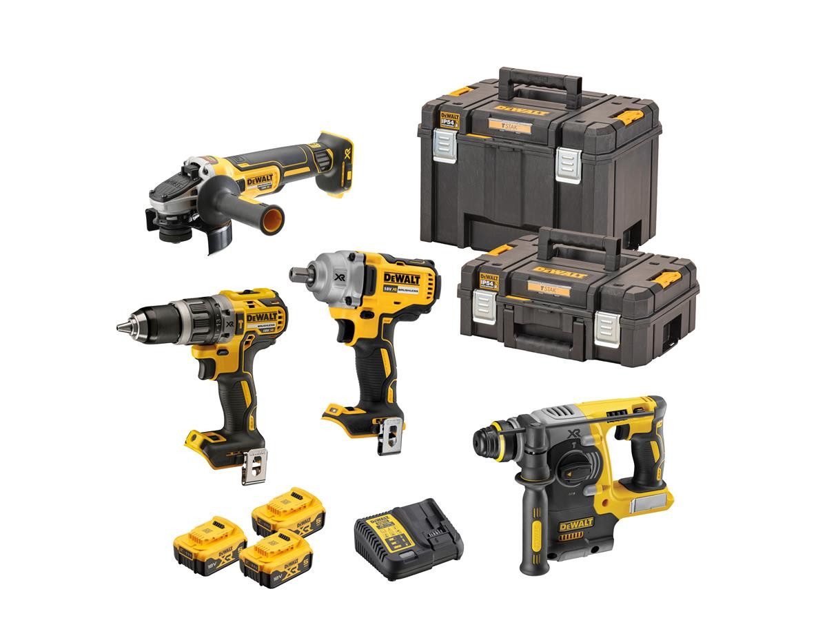 DeWalt (4-tlg) Akku-Set (18 V), 3xAkkus & Schnellladegerät, inkl. 1x TSTAK-Koffer II & TSTAK-Koffer VI