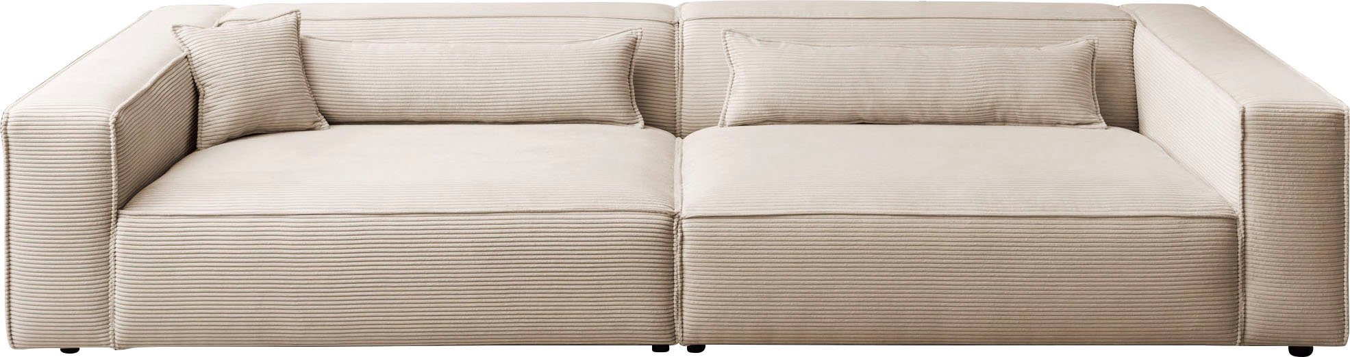 LeGer Home by Lena Gercke 3-Sitzer PIARA XXL Cord, Sofa mit Kedernaht, schwarze Füße, bequemer Sitzkomfort, extra tiefe Sitzfläche – Bild 2 von 5
