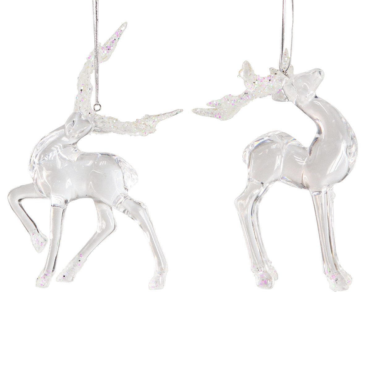 Schneemann Eleganter Hirsch Christbaumschmuck Acryl 12,5/15cm 2er-Set