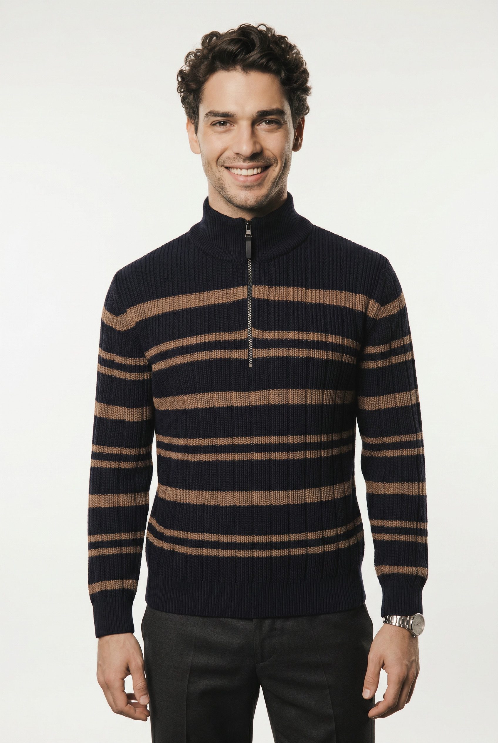 Pierre Cardin Strickpullover ideal für kältere Tage, aus Rippenstrick