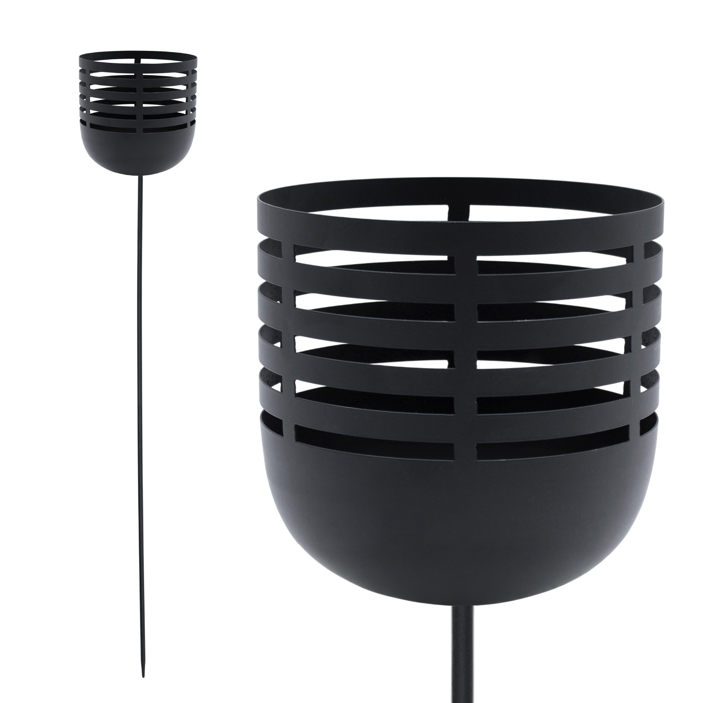 Spetebo Windlicht Metall Gartenstecker schwarz - H 100 cm (Anzahl, 1 St., Stück), Kerzenhalter mit Erdspieß